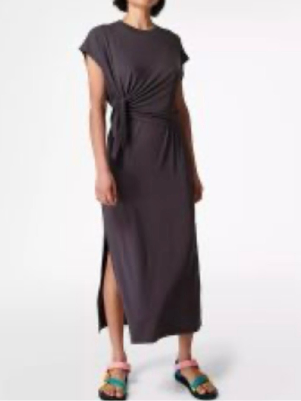 Sweaty Betty Charcoal mellow midi Side-Tie Dress
